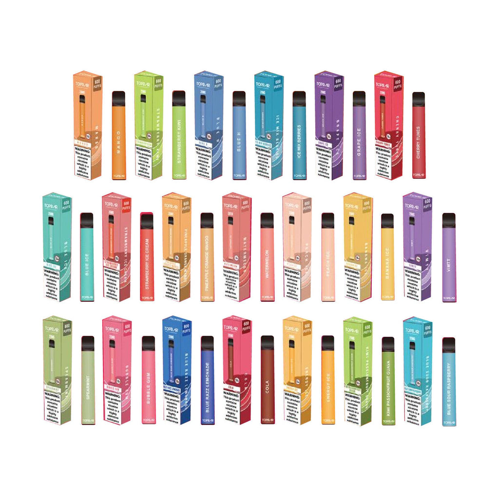 Top Bar Disposable 600 Puff Kit Device 20mg (Buy 25 Get 10 Free)