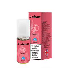 A STEAM E LIQUID 10 x 10ml 50/50 VGPG PEACH 3mg, 6mg 12mg, 18mg