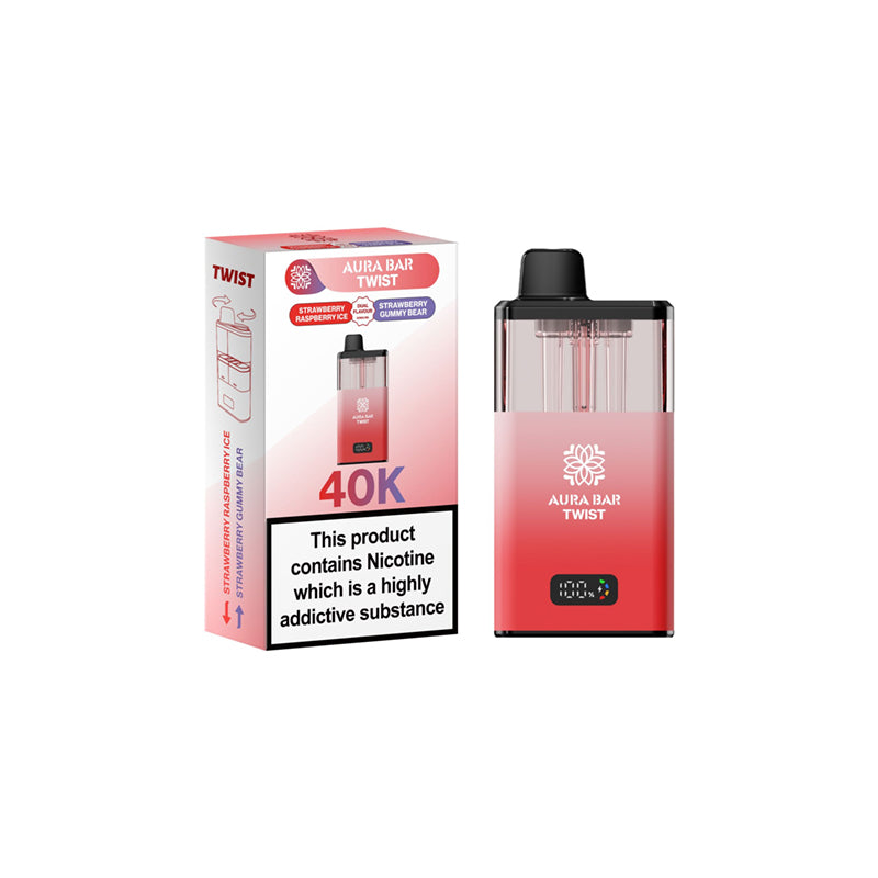 Aura-Bar-Twist-40K-Pod-Vape-Kit-Strawberry-Raspberry-Ice-Strawberry-Gummy-Bear
