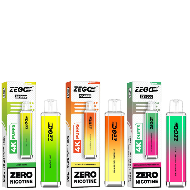ZEGO ZE 4000 PUFFS DISPOSABLE VAPE NICOTINE FREE