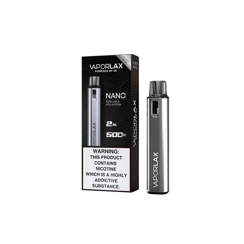 Vaporlax-Nano-Pod-Vape-Kit-Silver-Metal