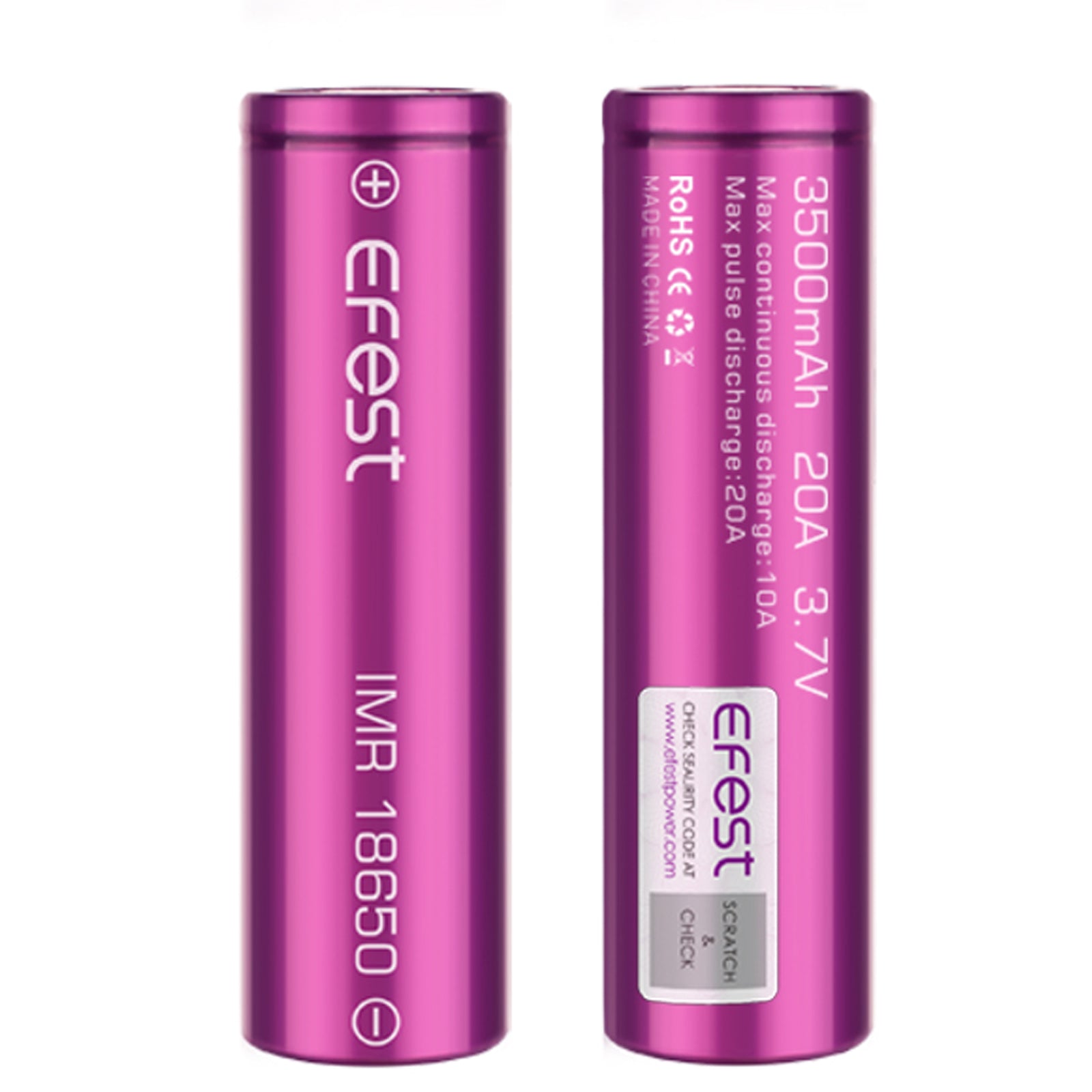 Genuine Efest IMR 18650 3500mAh 20Amp Rechargeable flat top Battery