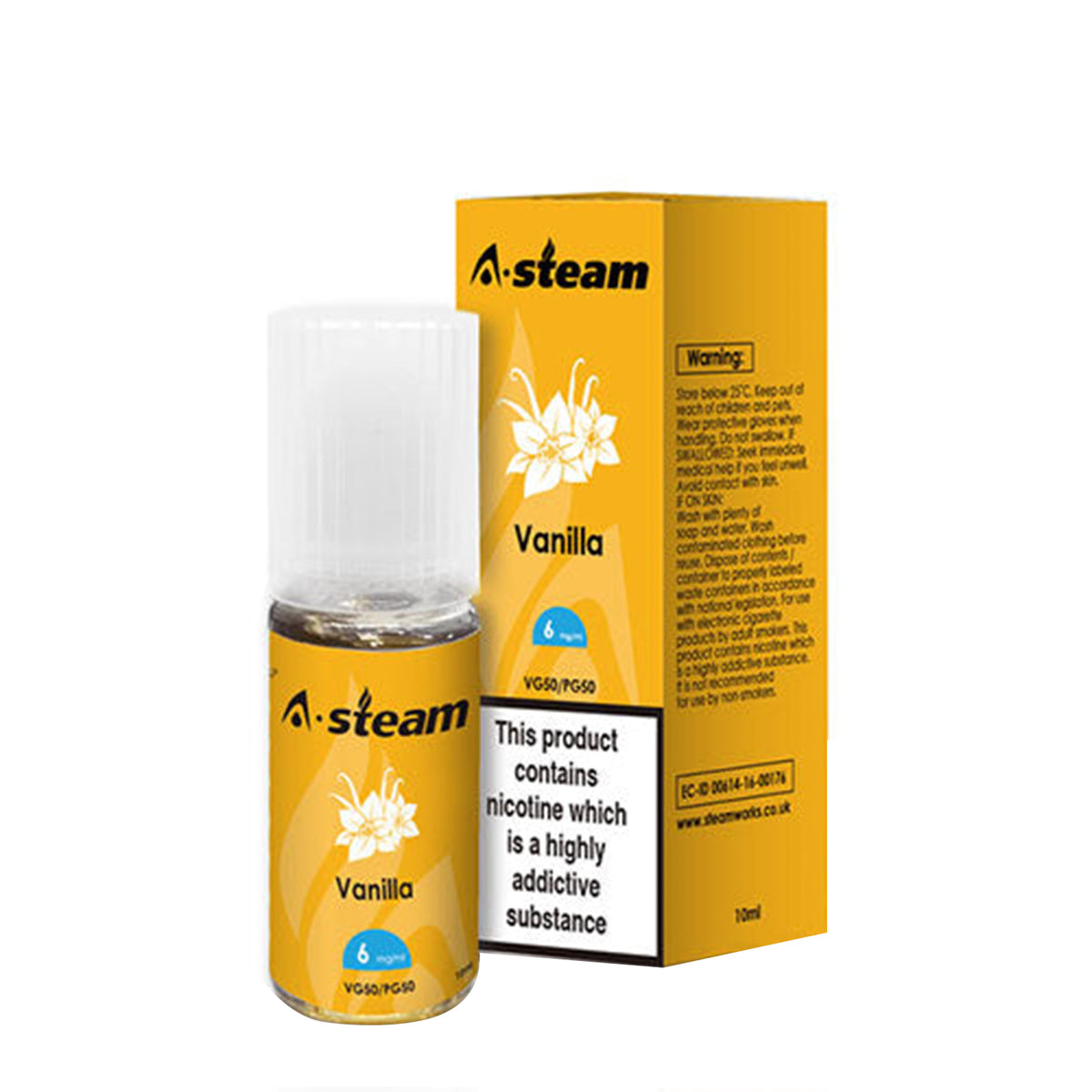 A STEAM E LIQUID 10 x 10ml 50/50 VGPG VANILLA 3mg, 6mg 12mg, 18mg